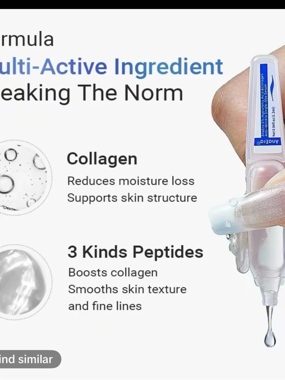 5% Hyaluronic Acid & Collagen Anti-Wrinkle Single-Use Serum - White & Blue